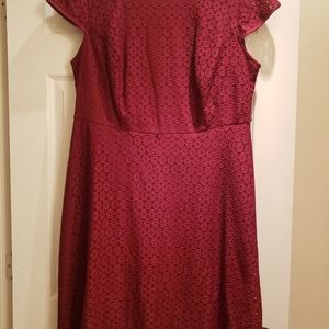 Dress Barn burgandy lace overlay dress